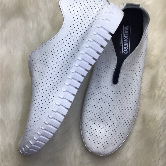 Walk-hero white comfort tulipy slip shoes size 10 - Picture 2 of 5